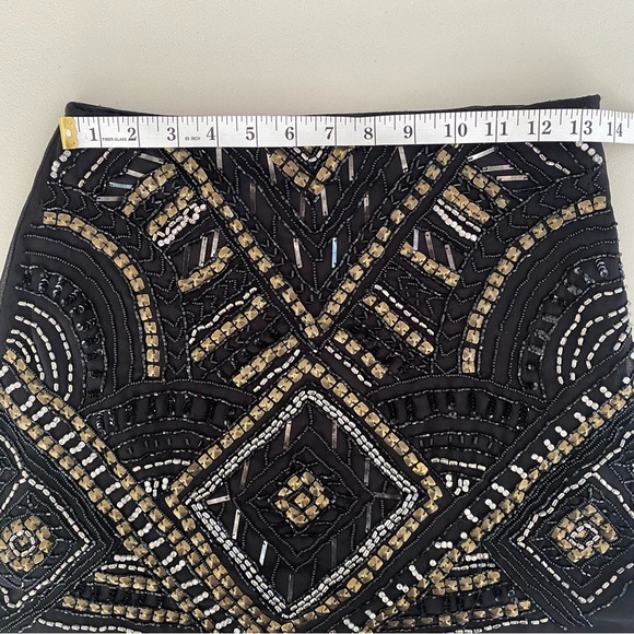 Forever 21 High Waisted Embellished Beaded Black Mini Skirt Women's Size M - Picture 6 of 9